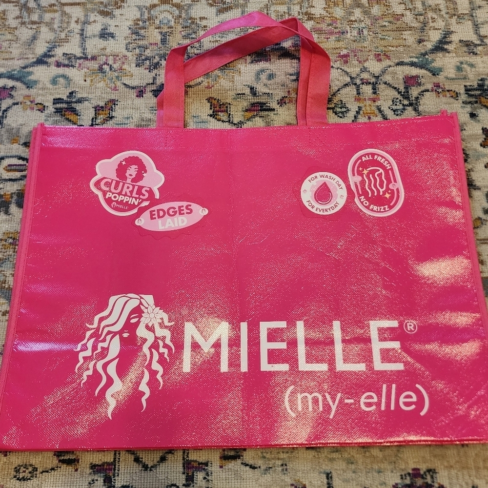 Mielle Pink Logo Tote Bag NWOT Lightweight Travel Shopper Bag